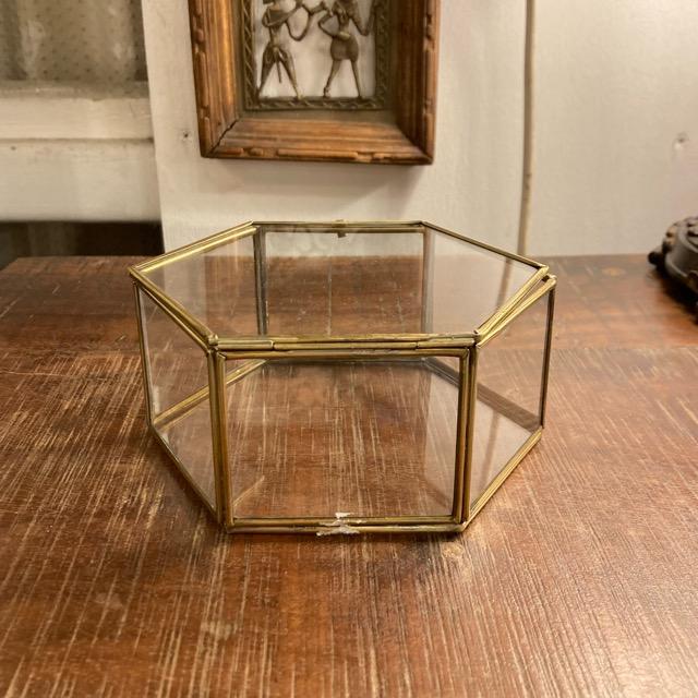 ガラス六角BOX　サイズXL　インテリア　雑貨　収納　ケース　小物　アクセサリー　