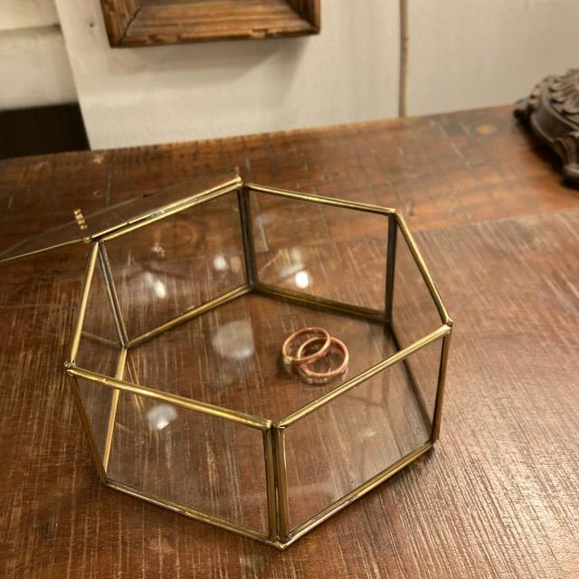 ガラス六角BOX　サイズXL　インテリア　雑貨　収納　ケース　小物　アクセサリー　
