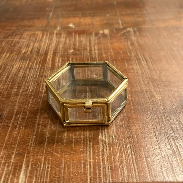 Glass Hexagon Box Size S Interior Goods Storage Case Small Items Accessories