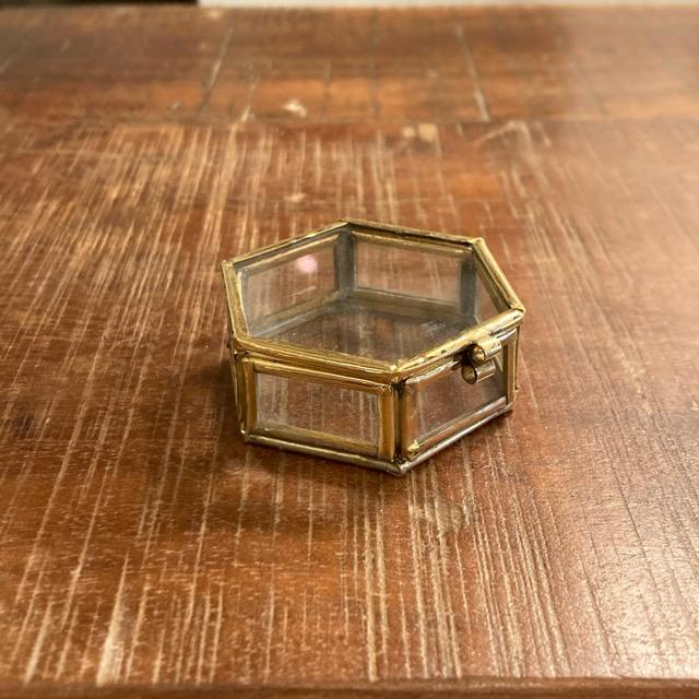 Glass Hexagon Box Size S Interior Goods Storage Case Small Items Accessories
