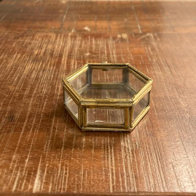 Glass Hexagon Box Size S Interior Goods Storage Case Small Items Accessories