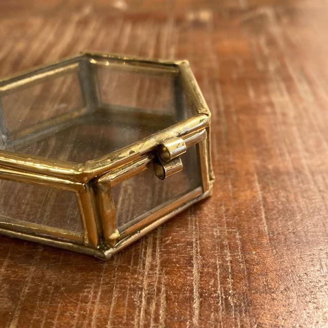 Glass Hexagon Box Size S Interior Goods Storage Case Small Items Accessories