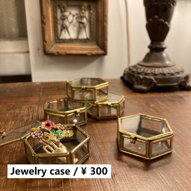 Glass Hexagon Box Size S Interior Goods Storage Case Small Items Accessories