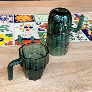 サボテングラスセット　全２色　グリーン　クリア　キッチン　食器　グラス　コップ　グラスセット　ギフト