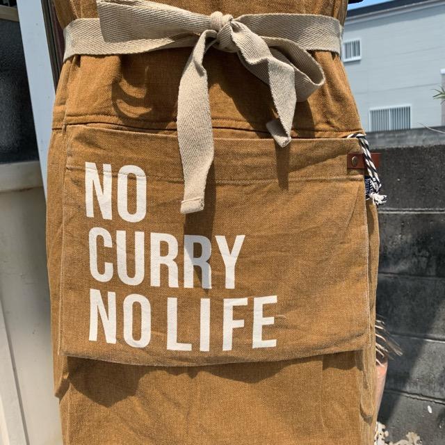 PAPエプロン　カレーBR コンパクト パッカブルエプロン 自宅用 アウトドア  ギフト NO CURRY NO LIFE