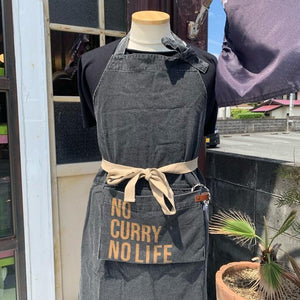 PAPエプロン　カレーBK コンパクト パッカブルエプロン 自宅用 アウトドア ギフト NO CURRY NO LIFE