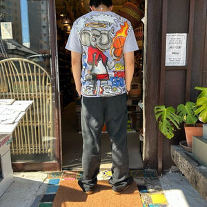 TOPANGA Men's ゾウのバスケ Tシャツ　グレー　ファッション　メンズ　カットソー　半袖　プリントTシャツ