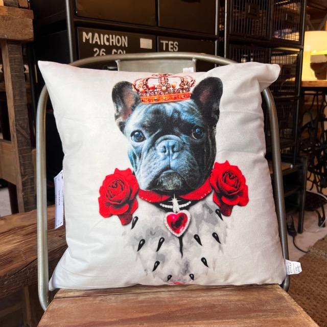 TOPANGA Homefurnishing フレブルクッションカバー　45×45cm　princess　フレンチブルドッグ　犬　ドッグ