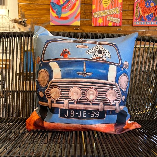 TOPANGA Homefurnishing ドライブクッションカバー　45×45cm　クッションカバー　カートゥーン　ドライブ　動物　車　インテリア