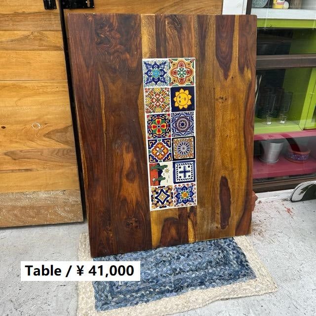 TOPANGA Furniture　シーシャムウッド×メキシコタイル天板　カラフル　