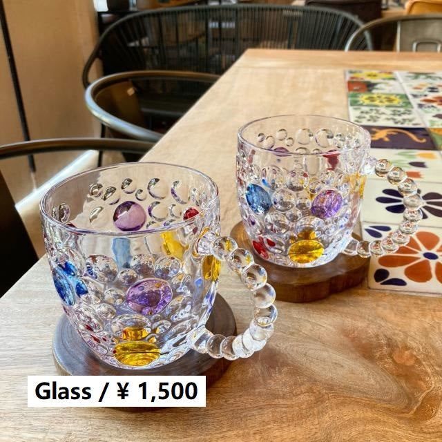 Topanga　クリスタルカラードットマグカップ　250ml　キッチン　食器　ガラス　タンブラー　カフェ　パーティ　イベント