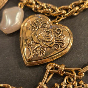 TOPANGAJewelry 2連　ハートネックレス　ブラック＆レッド＆ゴールド　ヴィンテージパンクネックレス　メキシカンハート　2連ロケット　ネックレス