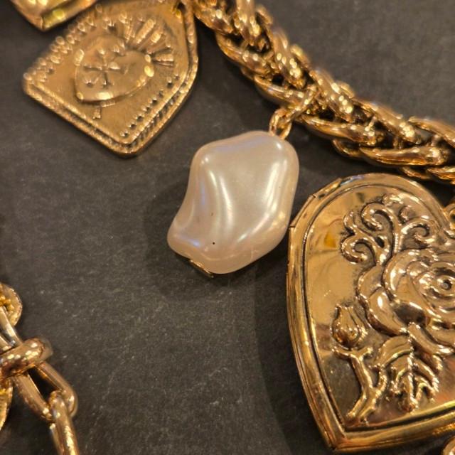 TOPANGAJewelry 2連　ハートネックレス　ブラック＆レッド＆ゴールド　ヴィンテージパンクネックレス　メキシカンハート　2連ロケット　ネックレス