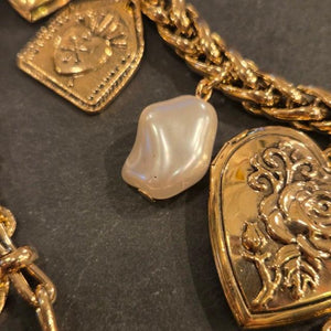 TOPANGAJewelry 2連　ハートネックレス　ブラック＆レッド＆ゴールド　ヴィンテージパンクネックレス　メキシカンハート　2連ロケット　ネックレス