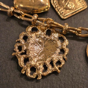 TOPANGAJewelry 2連　ハートネックレス　ブラック＆レッド＆ゴールド　ヴィンテージパンクネックレス　メキシカンハート　2連ロケット　ネックレス