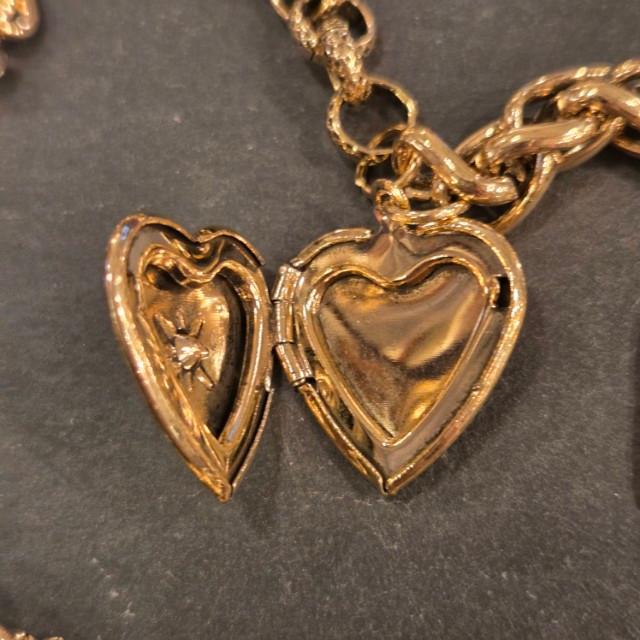 TOPANGAJewelry 2連　ハートネックレス　ブラック＆レッド＆ゴールド　ヴィンテージパンクネックレス　メキシカンハート　2連ロケット　ネックレス