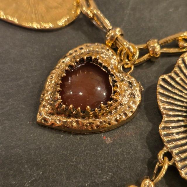 TOPANGAJewelry 2連　ハートネックレス　ブラック＆レッド＆ゴールド　ヴィンテージパンクネックレス　メキシカンハート　2連ロケット　ネックレス