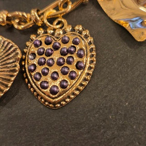 TOPANGAJewelry 2連　ハートネックレス　ブラック＆レッド＆ゴールド　ヴィンテージパンクネックレス　メキシカンハート　2連ロケット　ネックレス