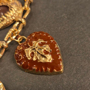 TOPANGAJewelry 2連　ハートネックレス　ブラック＆レッド＆ゴールド　ヴィンテージパンクネックレス　メキシカンハート　2連ロケット　ネックレス