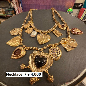 TOPANGAJewelry 2連　ハートネックレス　ブラック＆レッド＆ゴールド　ヴィンテージパンクネックレス　メキシカンハート　2連ロケット　ネックレス