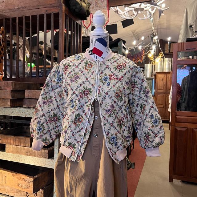 Flower design collarless jacket, Gobelin jacquard, fashion, women's outerwear, jacket, MA-1, floral pattern