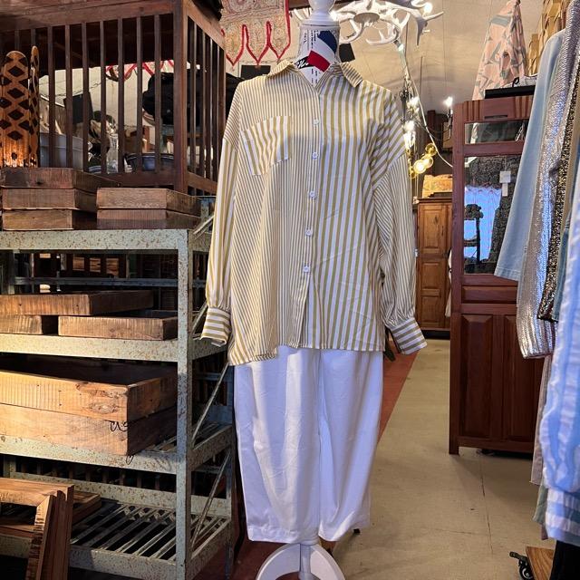 Topanga Lady's 　ダブルストライプシャツ　全3色　イエロー　ピンク　グリーン　ファッション　レディース　トップス　シャツ　ストライプ　カジュアル Topanga Lady's ダブルストライプシャツ 全3色 イエロー ピンク