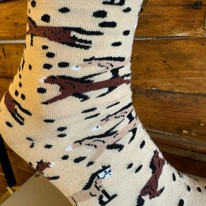 TOPANGA SOCKS Lady's　アシンメトリーウマソックス　靴下　レディース　クルーソックス　ベージュ　ブラウン