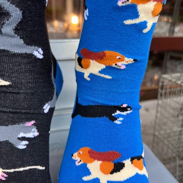 TOPANGA SOCKS Men's　アシンメトリー3匹なかよしソックス　ファッション　メンズ　靴下　アシンメトリー　犬　ネコ　ネズミ　ユニーク