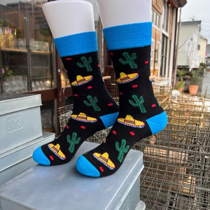 TOPANGA SOCKS Men's　メキシコハット×サボテンソックス　ファッション　メンズ　靴下　メキシコ　サボテン　ユニーク