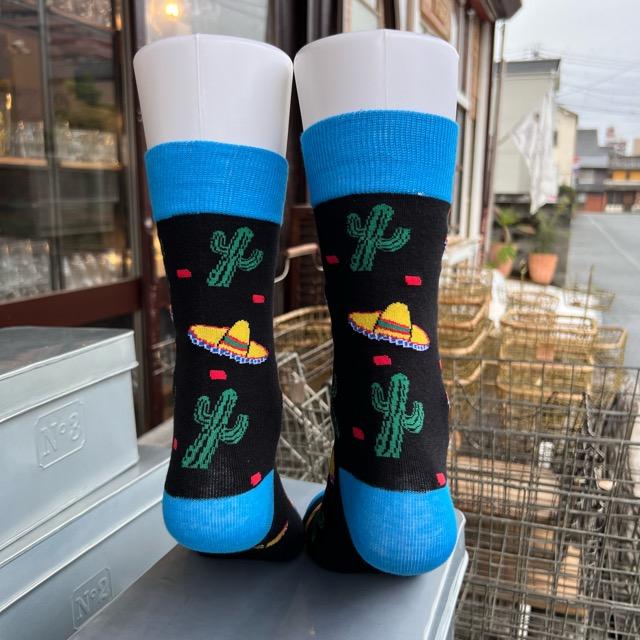 TOPANGA SOCKS Men's　メキシコハット×サボテンソックス　ファッション　メンズ　靴下　メキシコ　サボテン　ユニーク