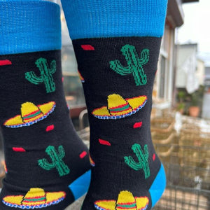 TOPANGA SOCKS Men's　メキシコハット×サボテンソックス　ファッション　メンズ　靴下　メキシコ　サボテン　ユニーク