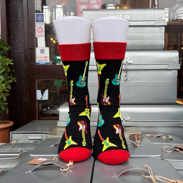 TOPANGA SOCKS Men's　I PLAY THE GUITARソックス　ファッション　メンズ　靴下　カラフル　楽器　ギター　ユニーク