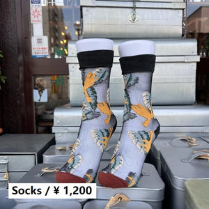 TOPANGA SOCKS 　シアーソックス　きいろいトリと大きな葉っぱ　ファッション　靴下　シアーソックス　レディース　小物