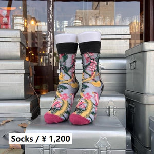 TOPANGA SOCKS 　シアーソックス　きいろいリスとぴんくの小鳥　ファッション　靴下　シアーソックス　レディース　小物