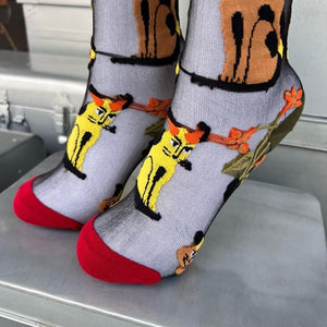 TOPANGA SOCKS 　シアーソックス　ネコと植物　ファッション　靴下　シアーソックス　レディース　小物