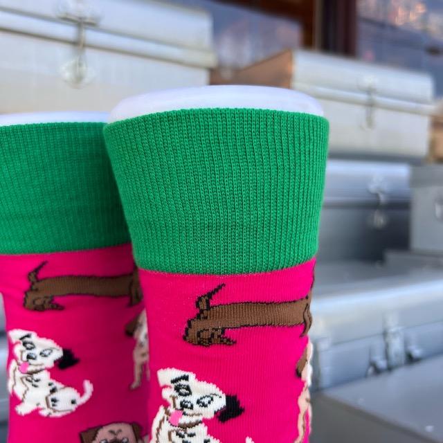 TOPANGA SOCKS Lady's　ワンちゃん’sソックス　ピンク　ファッション　レディース　靴下　動物　グレー　