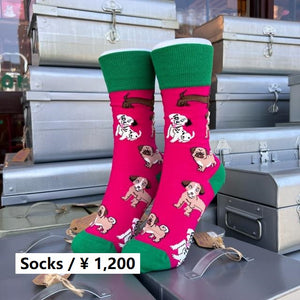 TOPANGA SOCKS Lady's　ワンちゃん’sソックス　ピンク　ファッション　レディース　靴下　動物　グレー　