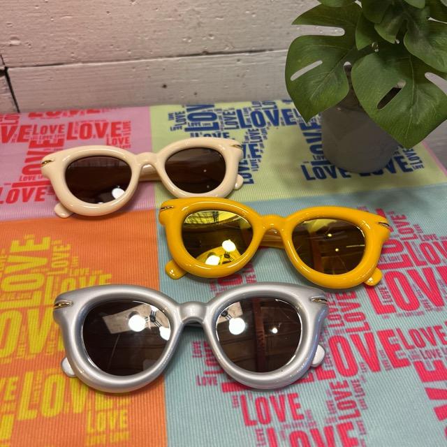 TOPANGA Accessory Plump Frame Wellington Sunglasses Available in 3 colors Silver Yellow Cream Fashion Accessories Sunglasses Small Items