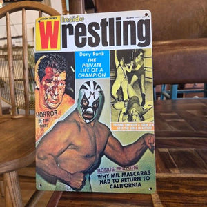 TOPANGA Zakka 　Wrestling　看板　メタルサイン　クラシックなヴィンテージメタルサイン　家の装飾プレート　壁アートポスター ６