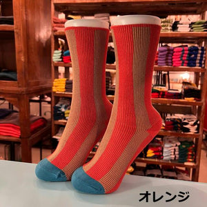 TOPANGA SOCKS　Lady's　ポップなストライプソックス　全5色　ブルー　ピンク　オレンジ　パープル　ブラック