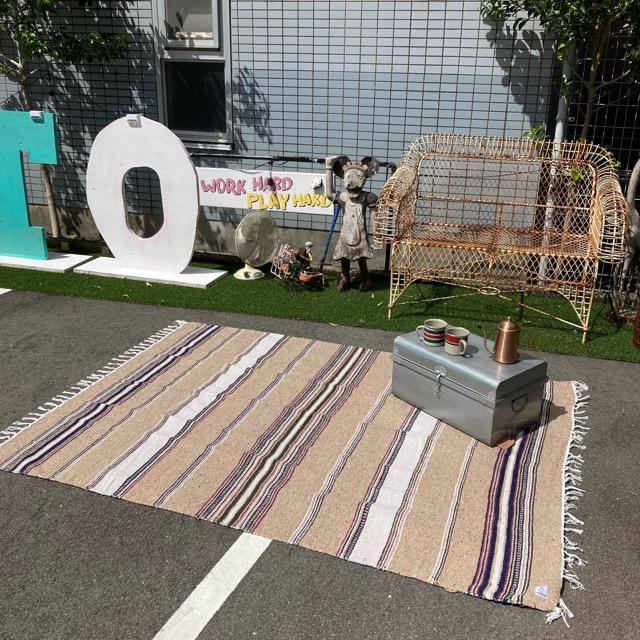 インド　ティパールラグマット　140×180cm　BEIGE　ベージュ　カーペット　ソファ　2人掛けソファ　トライバル　リサイクルヤーン　ビーチマット