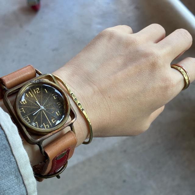 【Made to order】Brass and leather handmade watch　commu Linus　Red