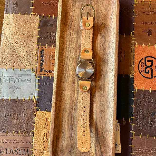 【Made to order】Brass and leather handmade watch　commu Linus　Red