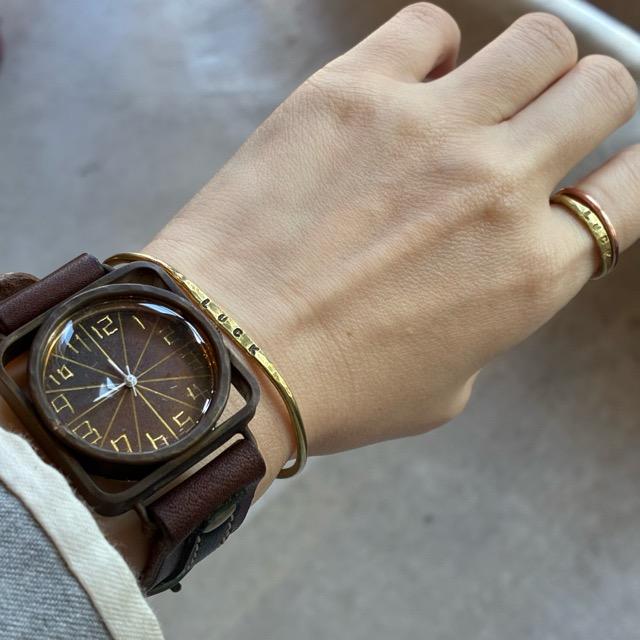【Made to order】Brass and leather handmade watch　commu Linus　DBR×BK