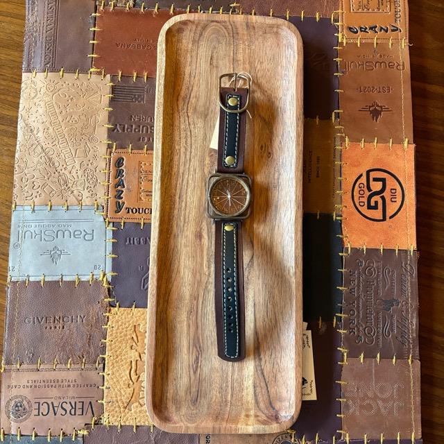 【Made to order】Brass and leather handmade watch　commu Linus　DBR×BK