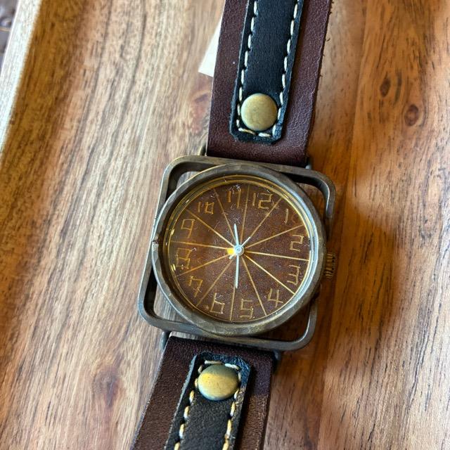 【Made to order】Brass and leather handmade watch　commu Linus　DBR×BK