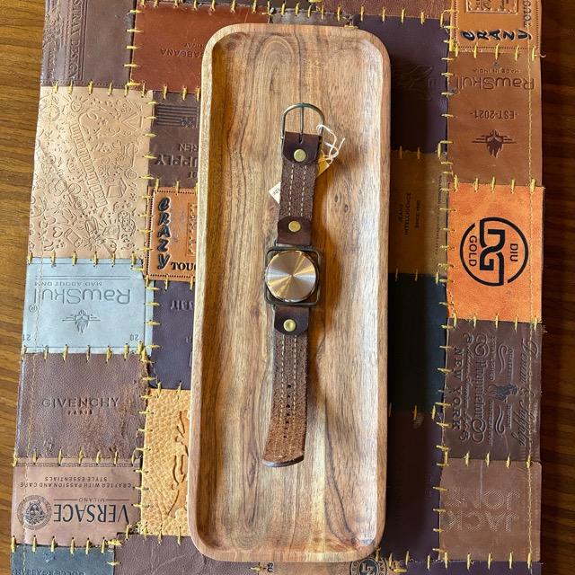 【Made to order】Brass and leather handmade watch　commu Linus　DBR×BK