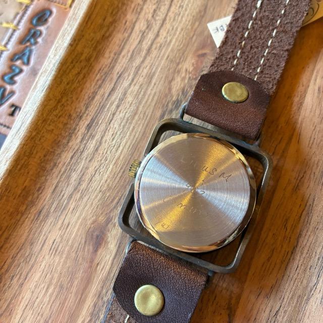 【Made to order】Brass and leather handmade watch　commu Linus　DBR×BK