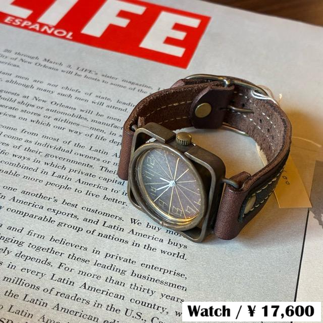 【Made to order】Brass and leather handmade watch　commu Linus　DBR×BK