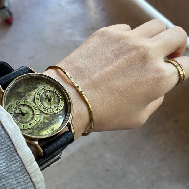 【Made to order】Brass and leather handmade dual watch NB GRANDAD B BK